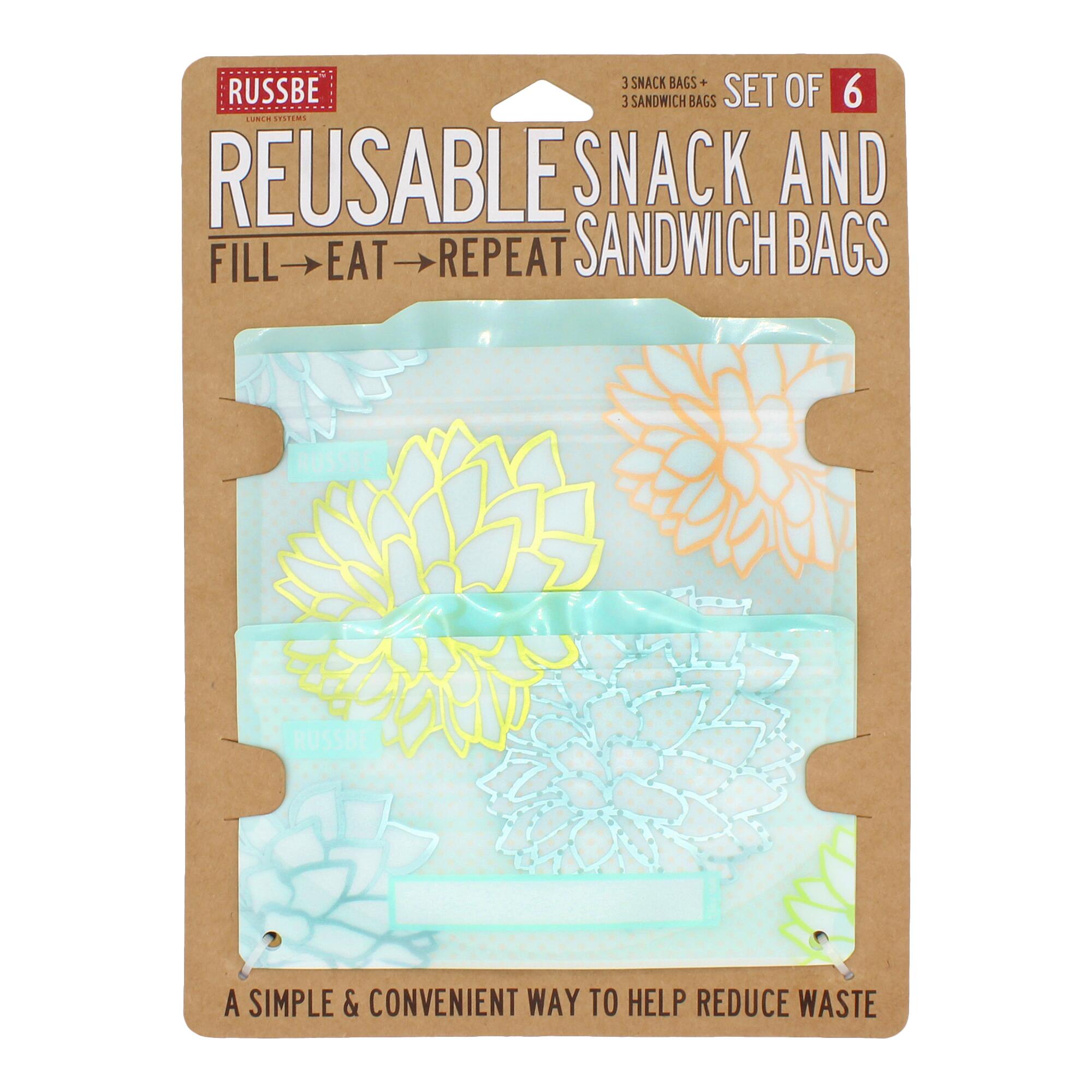 Russbe Succulent Reusable Snack and Sandwich Bags 6 Pack by World Market
