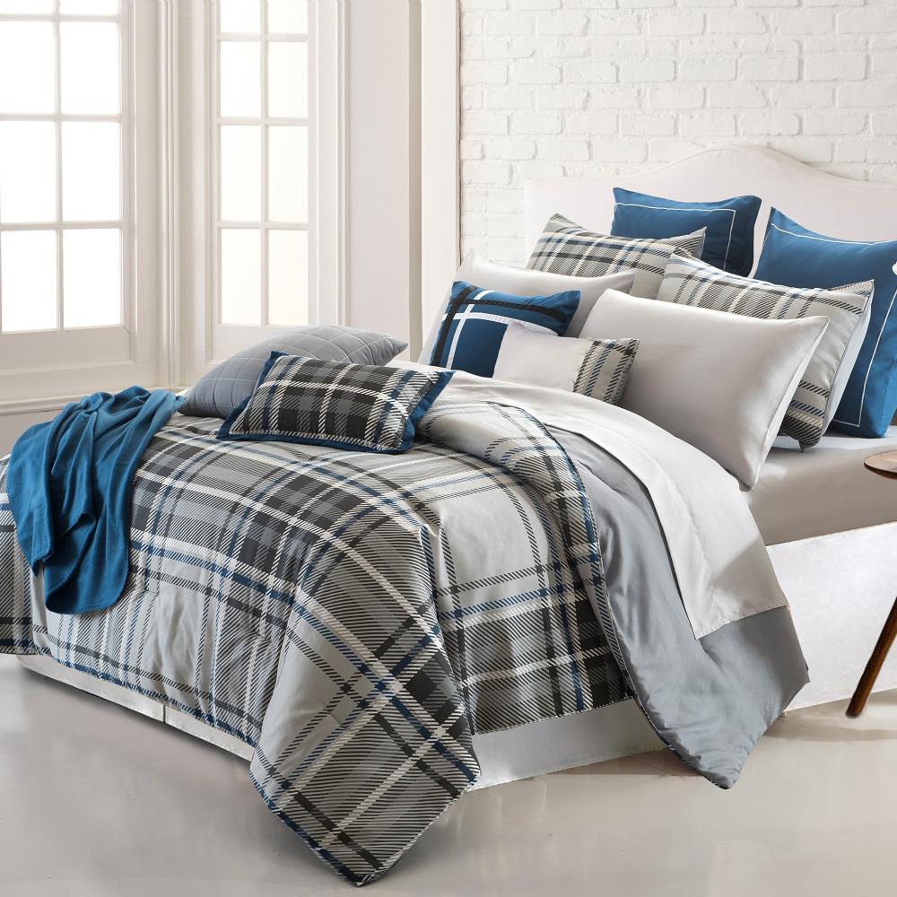 Amrapur Overseas George plaid Multi Abstract Reversible King Comforter (Blend with Polyester Fill) | 316CMFSG-GPL-KG