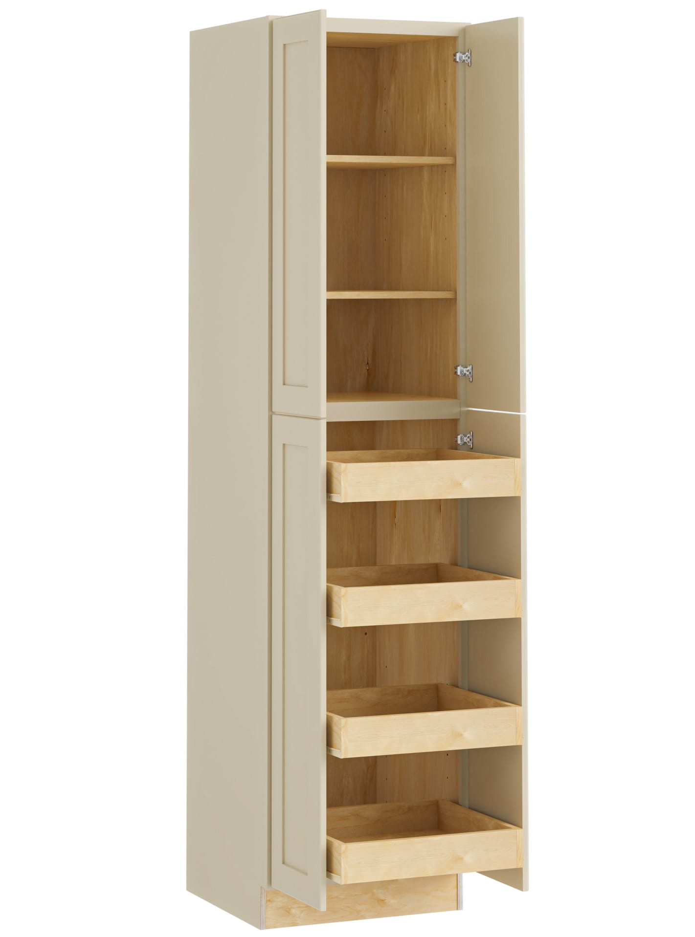 Luxxe Cabinetry 24-in W x 90-in H x 24-in D Norfolk Blended Cream Painted Door Pantry Fully Assembled Semi-custom Cabinet in Off-White