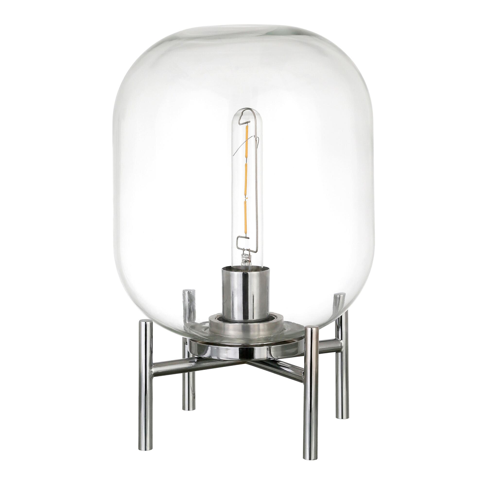 Clear Glass Cylinder and Metal Kari Accent Lamp: White by World Market