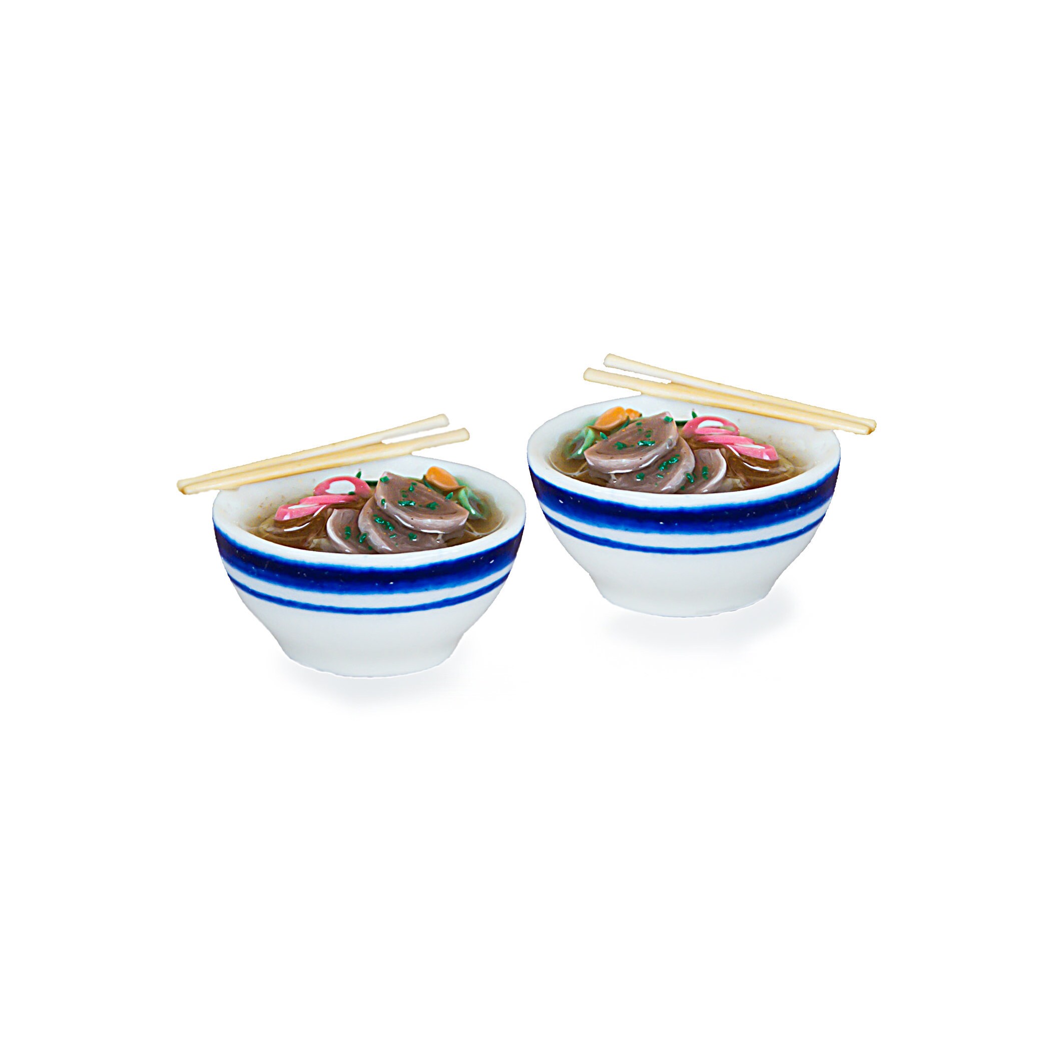 2 Miniature Noodles Soup Dollhouse Food