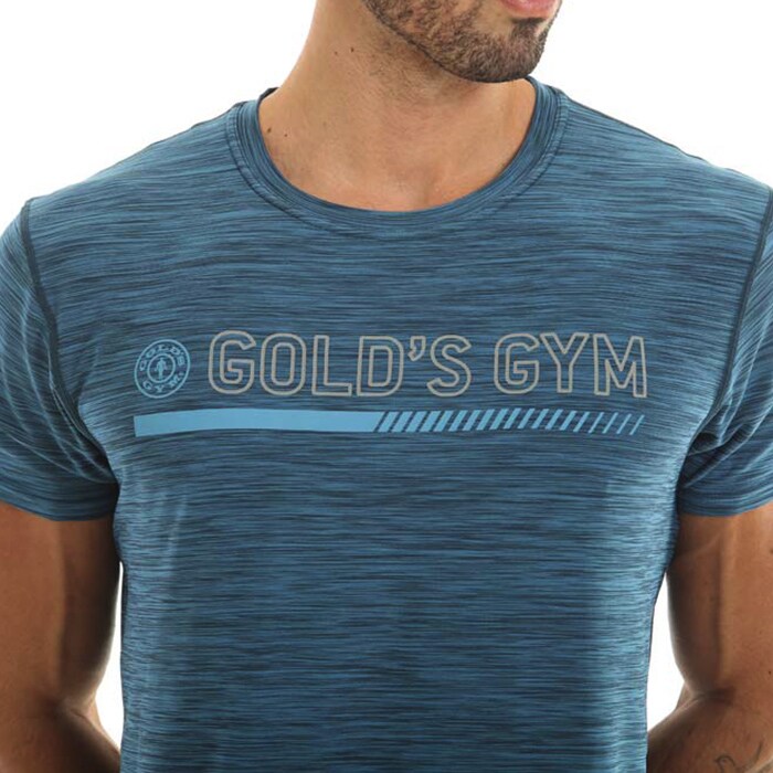 Golds Gym Crew Neck Performance Tee, Blue Marl
