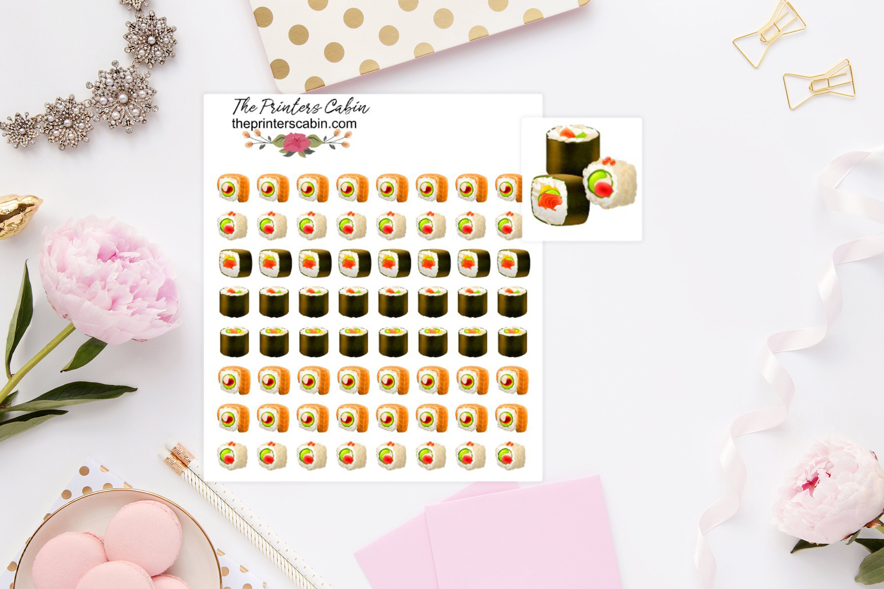 Sushi Stickers, Meal Planning, Food Japanese Planner Seafood Stickers