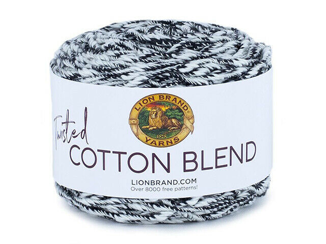 Lion Brand Twisted Cotton Blend Yarn in Navy/Ecru #48208