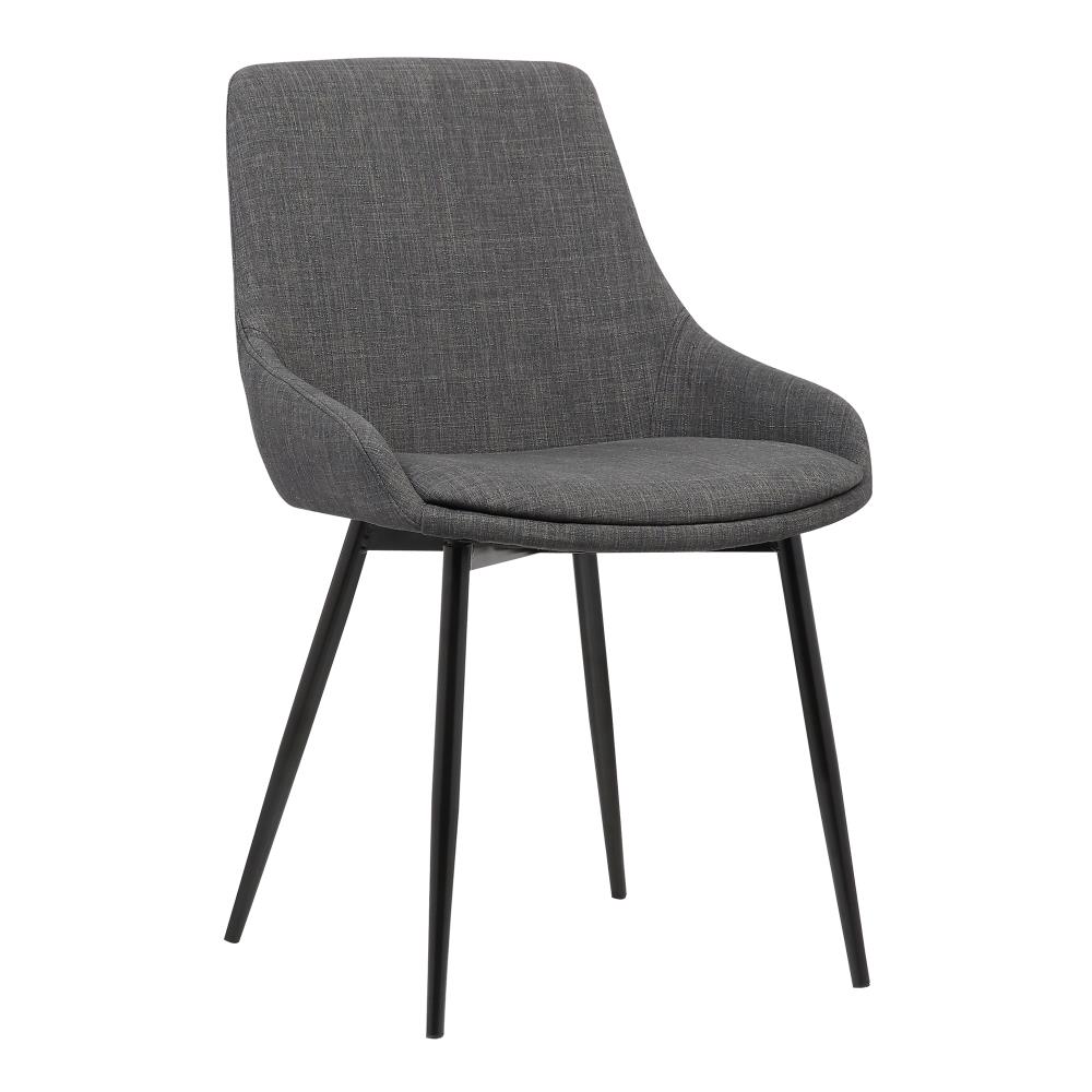 Armen Living Mia Contemporary/Modern Polyester/Polyester Blend Upholstered Dining Side Chair (Metal Frame) in Black | LCMICHCH