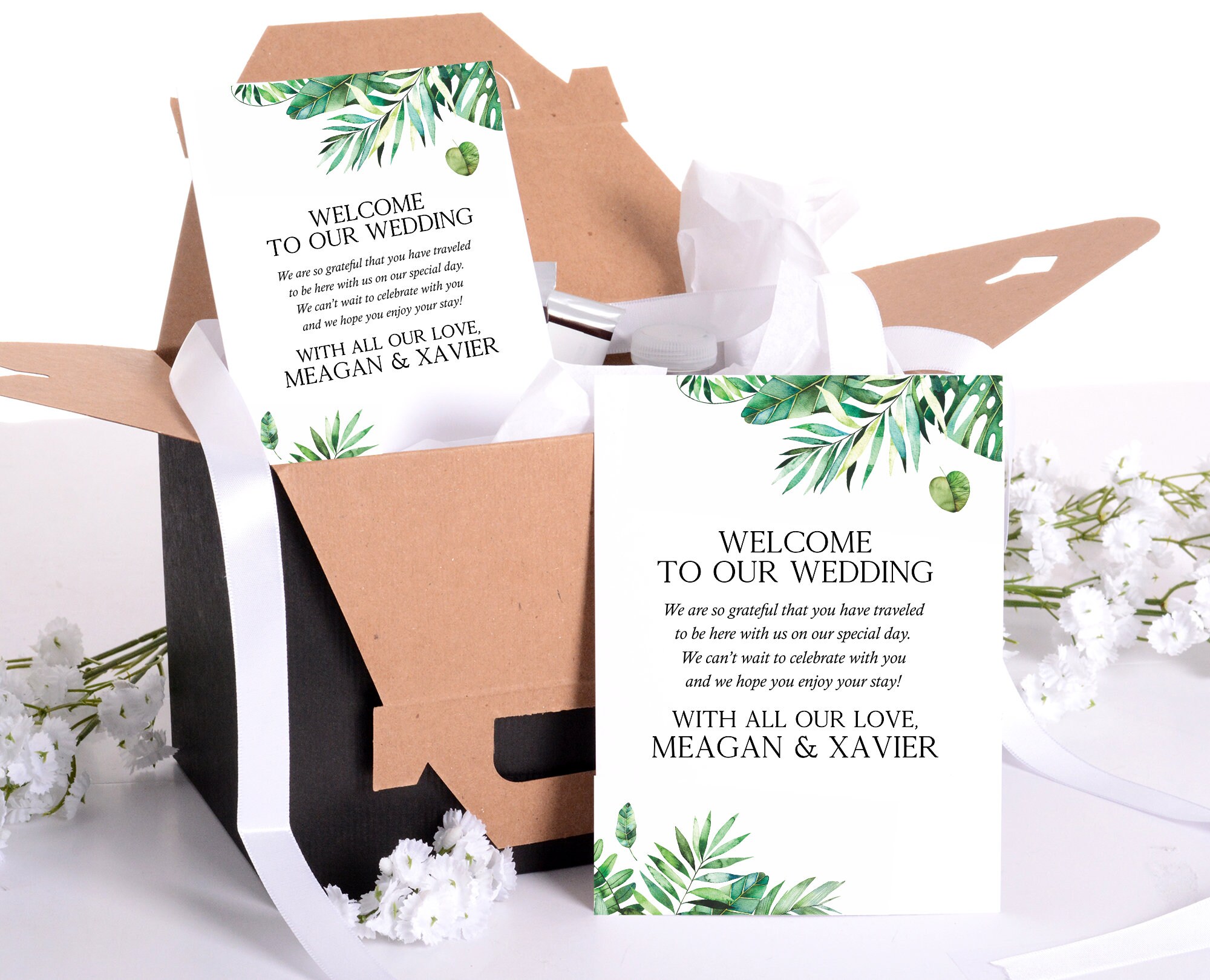 Wedding Welcome Notes, Greenery Box Letters, To Our Wedding, Note Cards #wdiwc-320