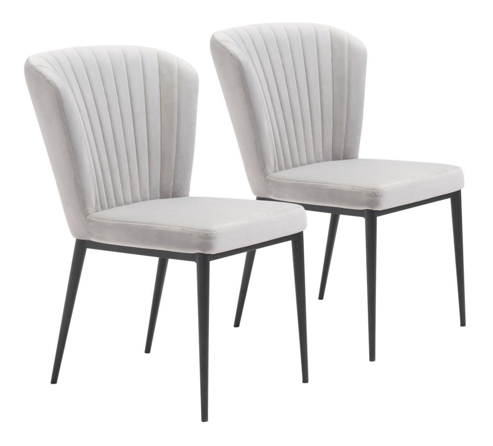 Zuo Modern Set of 2 Tolivere Contemporary/Modern Polyester/Polyester Blend Upholstered Dining Side Chair (Metal Frame) in Gray | 101103