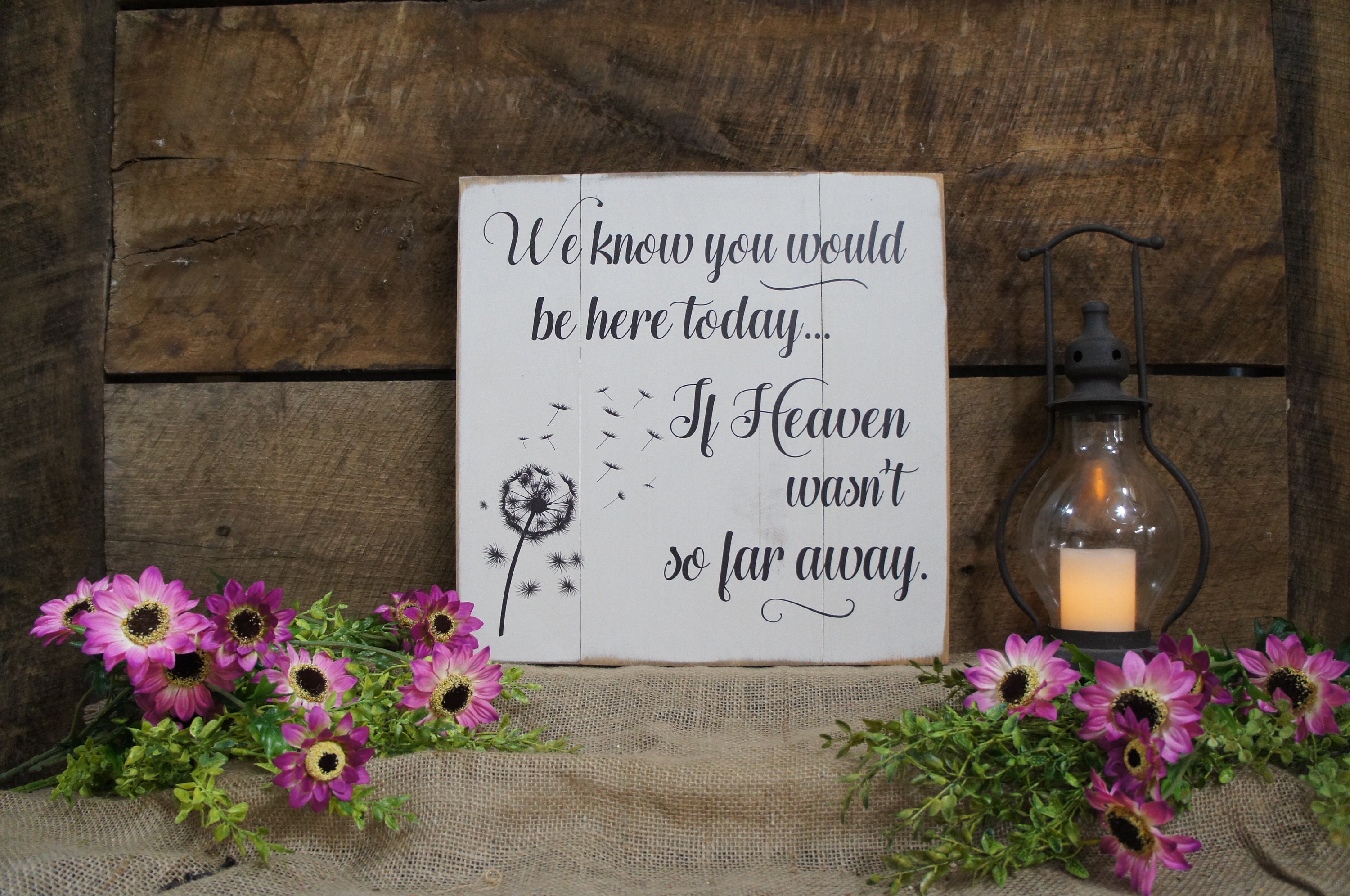 Memorial We Know You Would Be Here Today...if Heaven Wasn't So Far Away. Script Letters With Dandelion Weddings Sympathy Gift Special Events