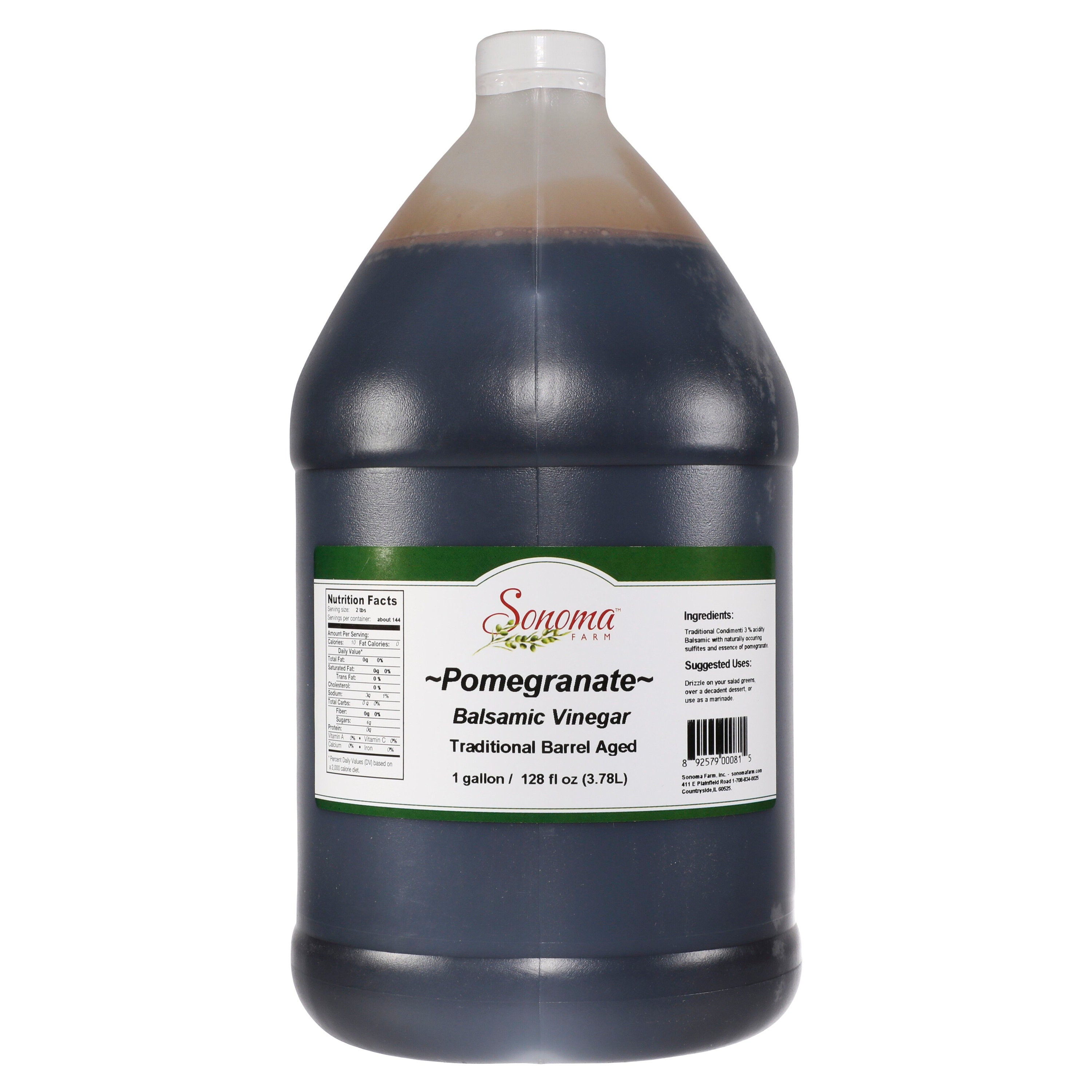 Pomegranate Balsamic Vinegar Traditional Barrel Aged Bulk 1 Gallon/3.8 Liter