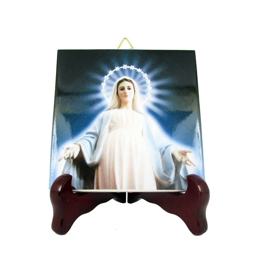 Religious Icons - Our Lady Of Medjugorje Catholic Art Christian Gift Queen Peace Virgin Mary Art Catholic Wall Hanging
