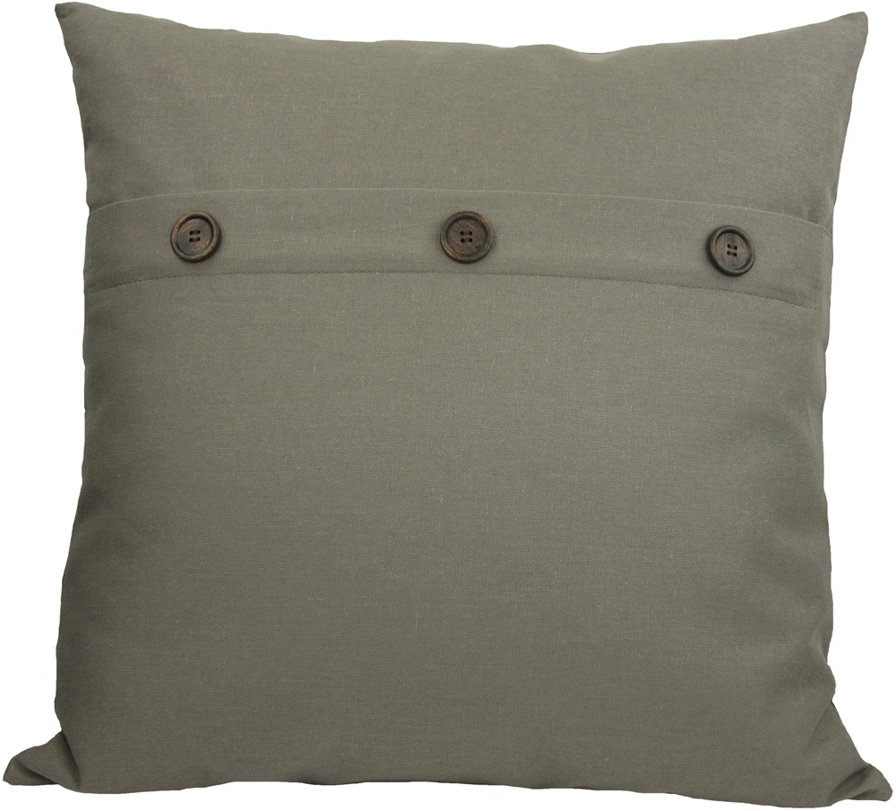 MANOR LUXE But-Ton20-in x 20-in Charcoal Cotton Blend Indoor Decorative Pillow in Brown | ML130042020CHARCOAL