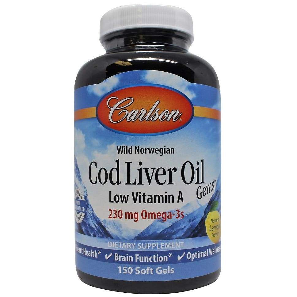 Cod Liver Oil Gems Low Vitamin A, 230mg Lemon - 150 softgels