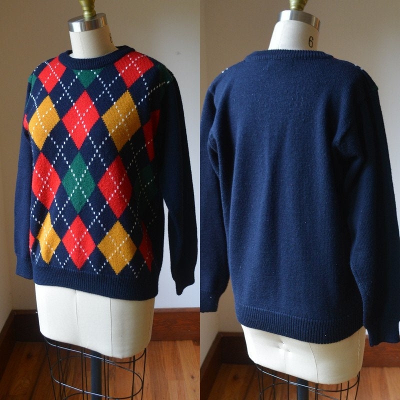 90's Wool Blend Argyle Sweater Size Small , Vintage Preppy