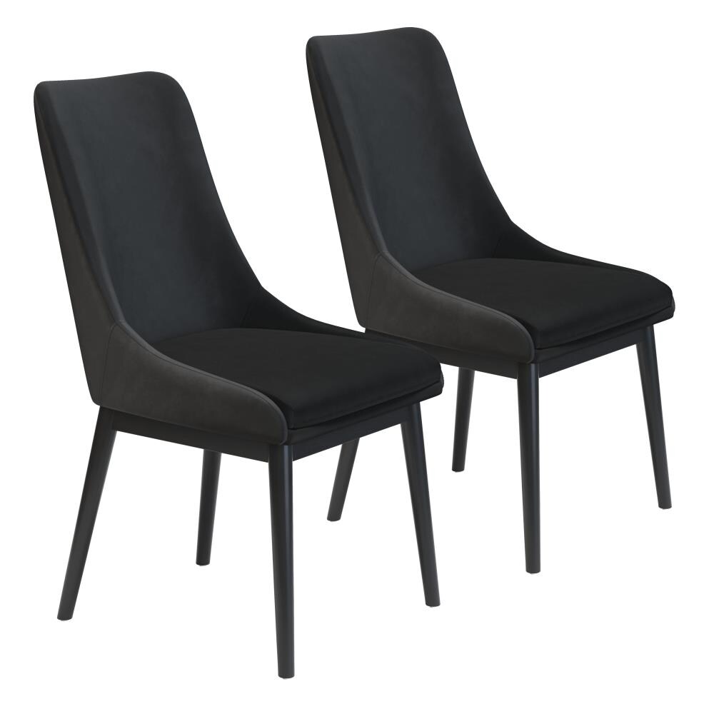 Zuo Modern Set of 2 Ashmore Contemporary/Modern Polyester/Polyester Blend Upholstered Dining Side Chair (Wood Frame) in Black | 101656