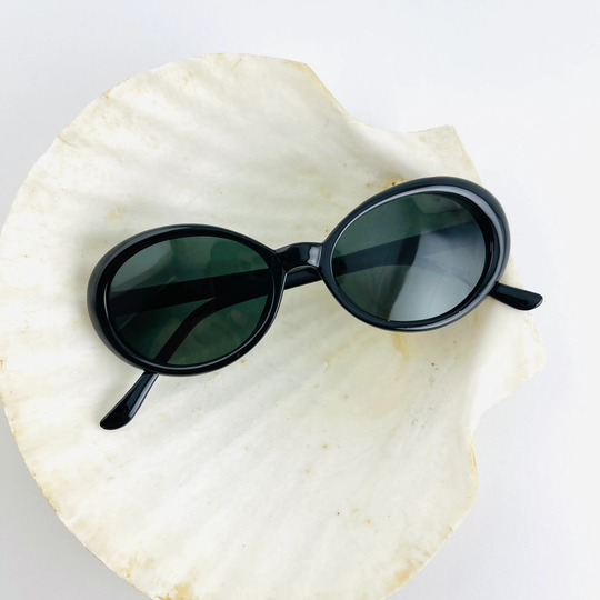 Buy Authentic Vintage 90S Minimal Black Oval Sunglasses online — free download