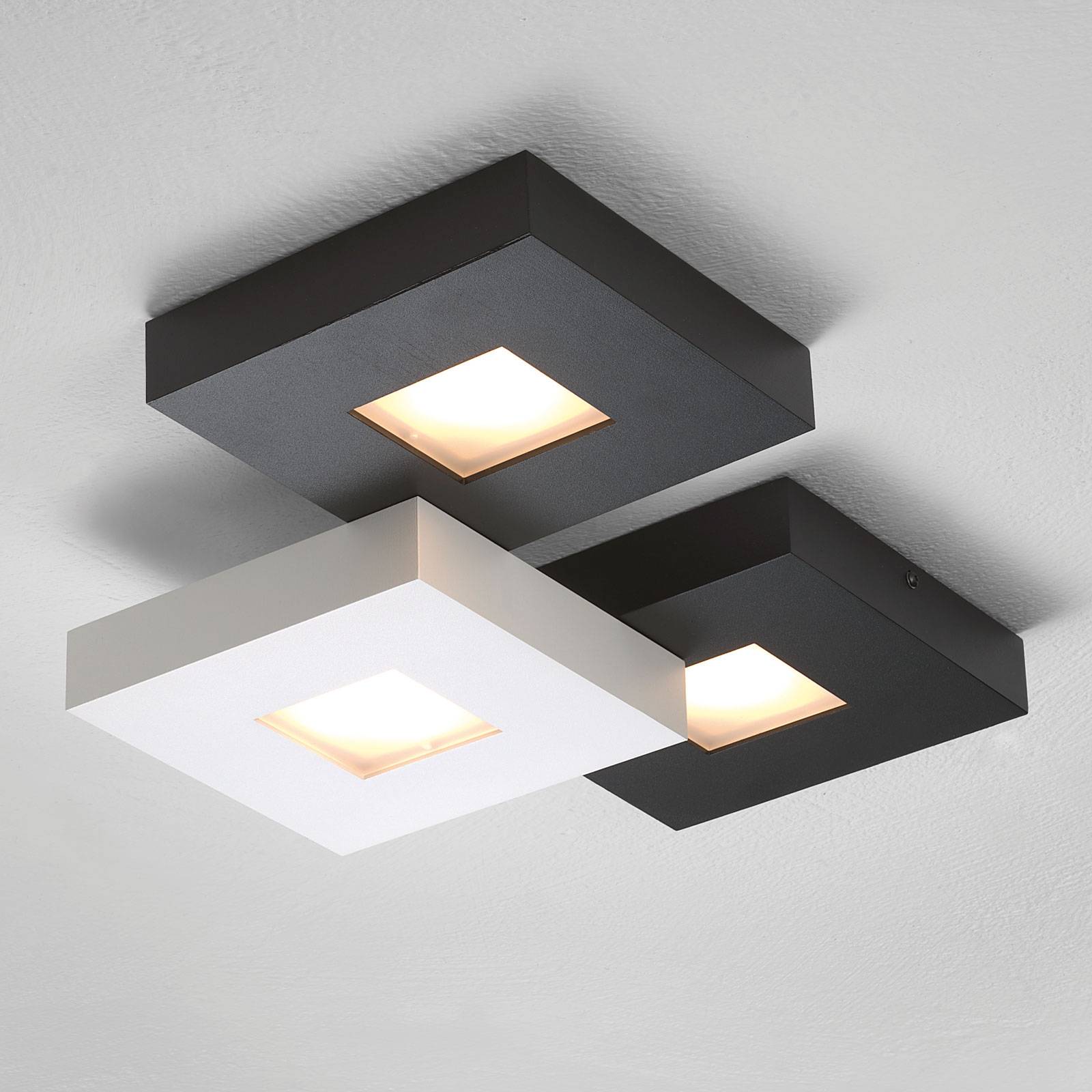 3-lamppuinen LED-kattovalaisin Cubus, mustavalk.