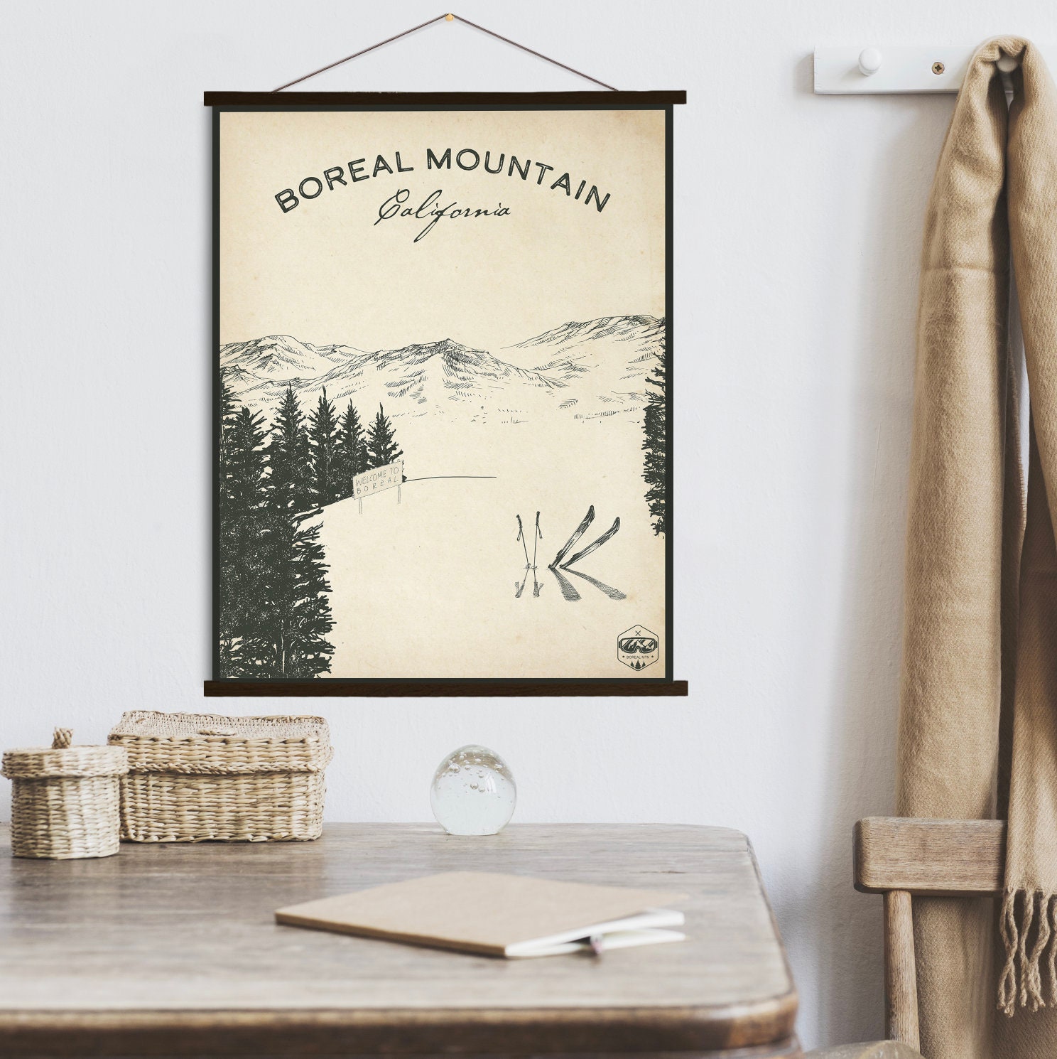 Boreal Mountain California Sketch Print | Hanging Canvas Of Ski Resort Printed Marketplace