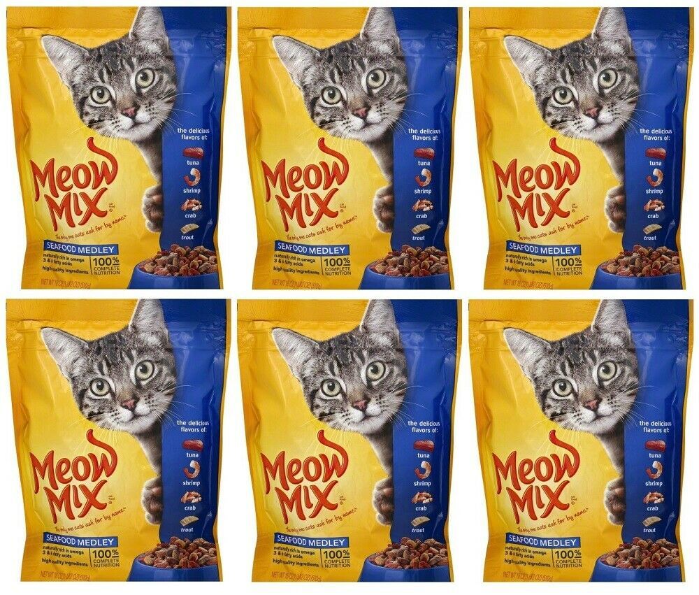 (Pack of 6) Meow Mix Seafood Medley Dry Cat Food, 18 oz
