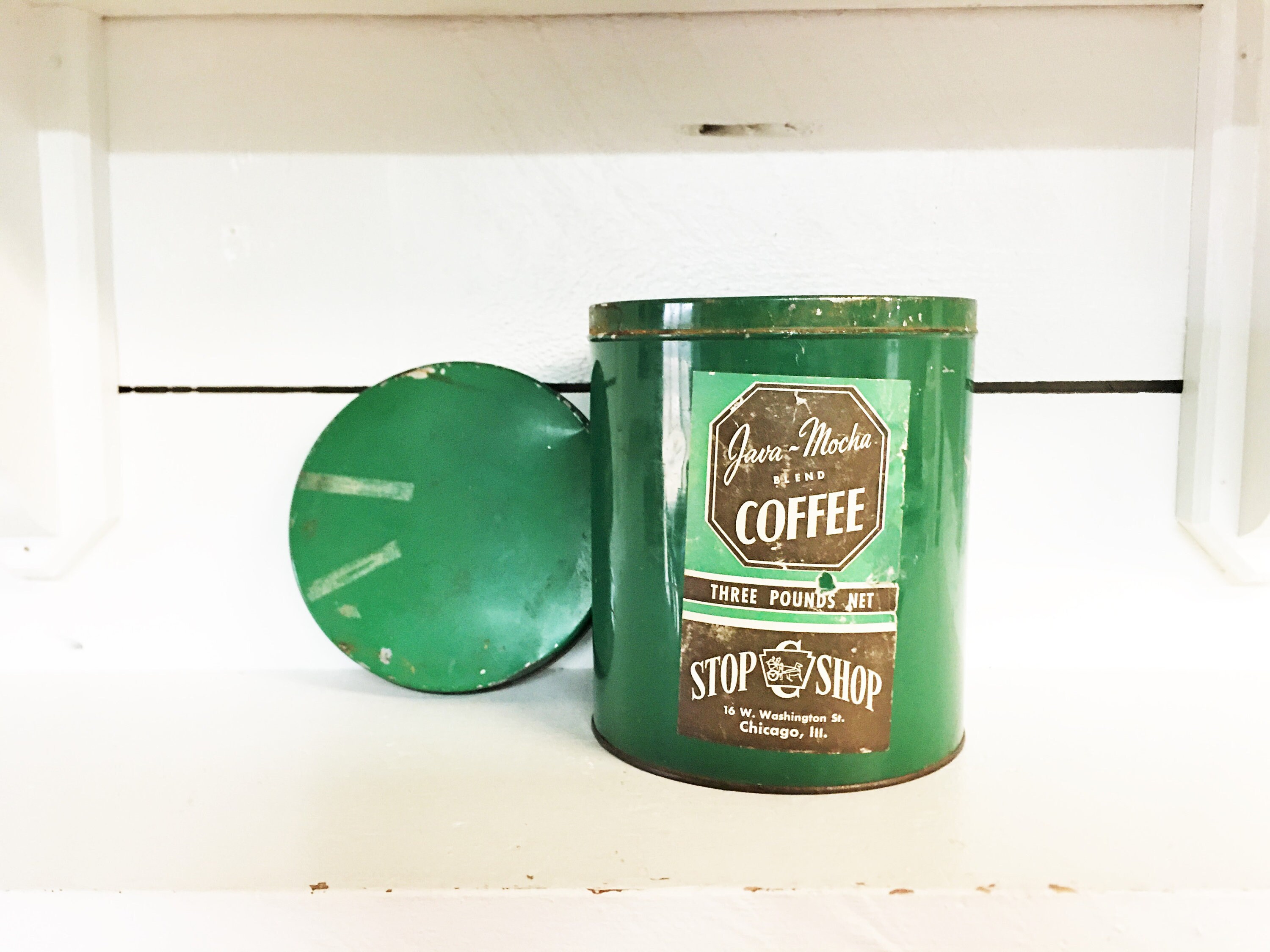 Vintage Java-Mocha Blend Coffee Tin/Farmhouse Kitchen Collectible Stop & Shop Chicago, Il Tin/Decorative Tin