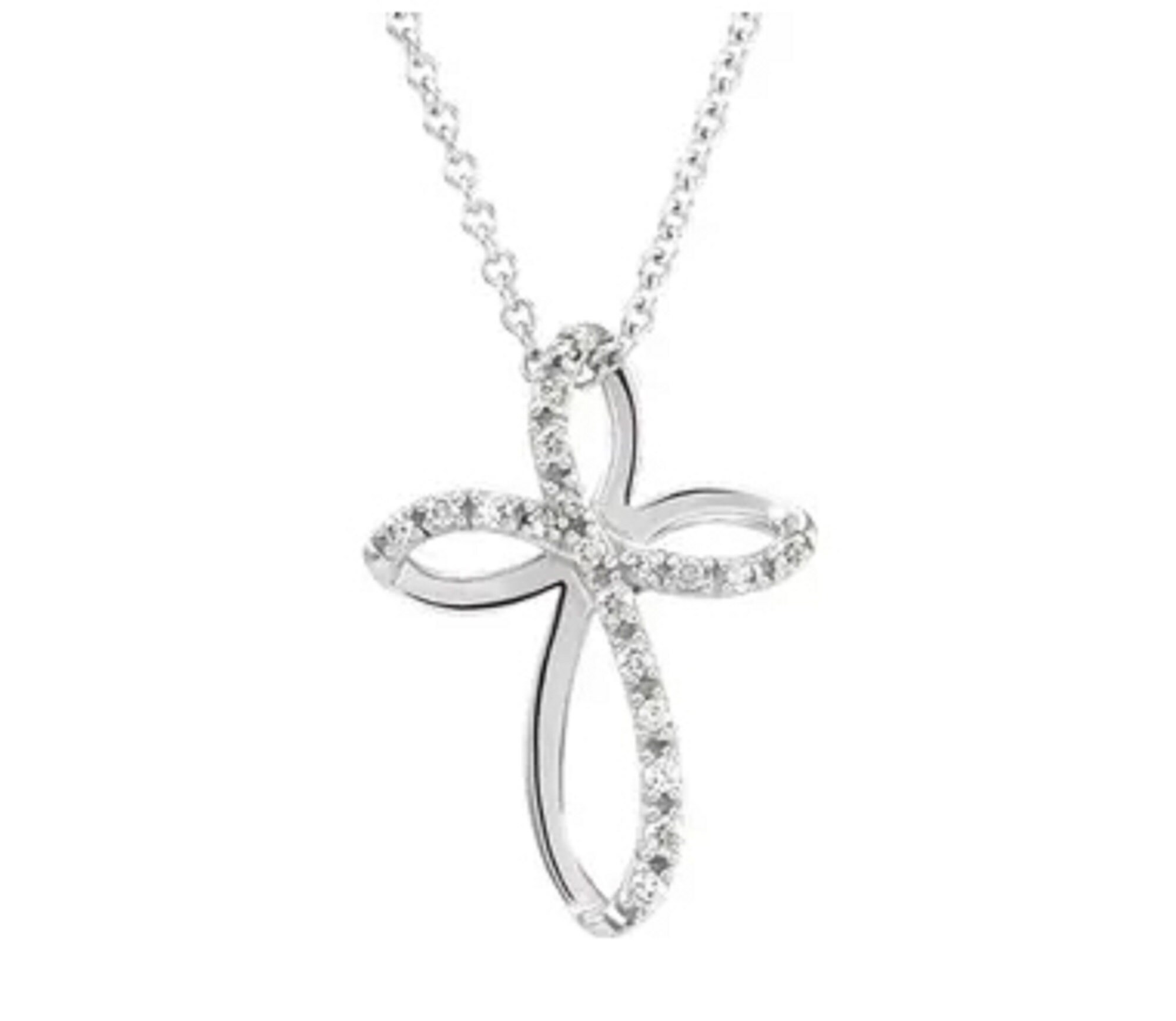 Mom Jewelry- Christian Jewelry For Her -Engagement Gift - 14K White 1/10 Ctw Diamond Cross 18 Necklace- Eliana & Eli
