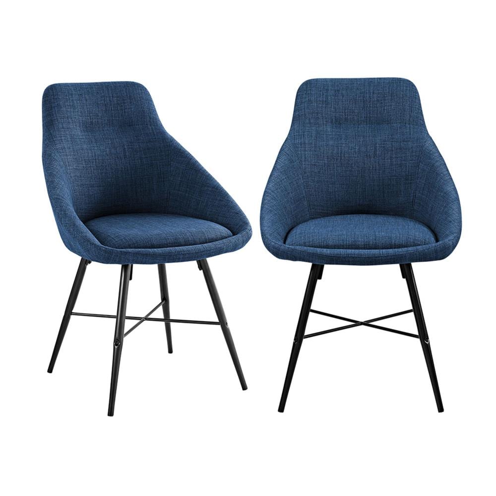 Walker Edison Contemporary/Modern Polyester/Polyester Blend Upholstered Dining Side Chair (Metal Frame) in Blue | LWH18URB2BU