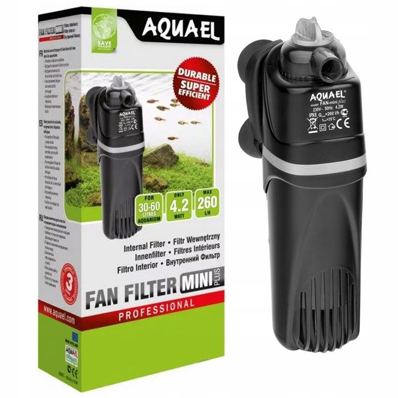 Aquael Innerfilter FAN Svart Mini+ 260l/h
