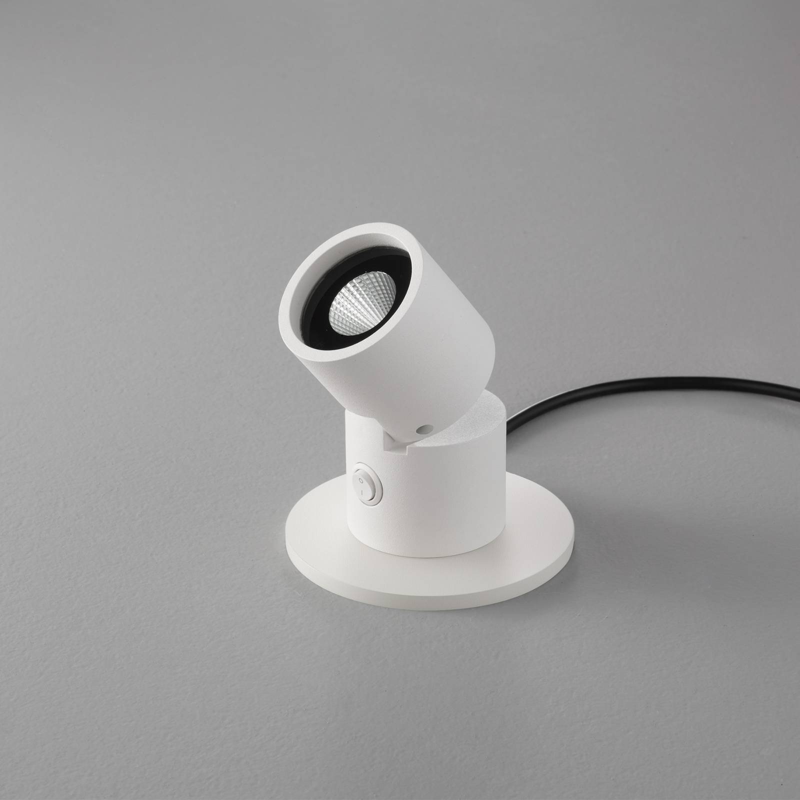 Egger Capri -LED-pöytälamppu spotilla, valkoinen