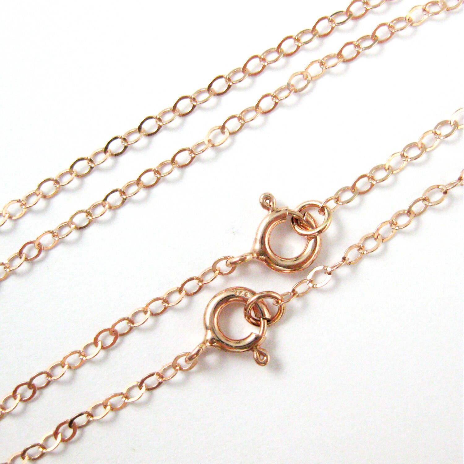 Rose Gold Plated Sterling Silver Chain, Necklace-Cable Flat Oval 2.5 By 2mm - Long Necklace For Pendant 40 Inches Sku 601022-Rg-40