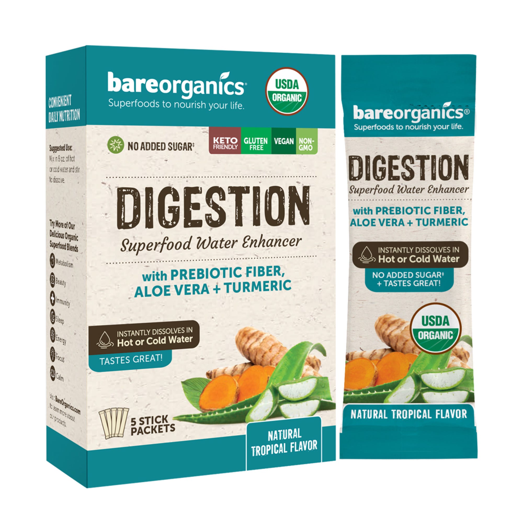 BareOrganics Digestive Health Blend Water Enhancer - 5 ct