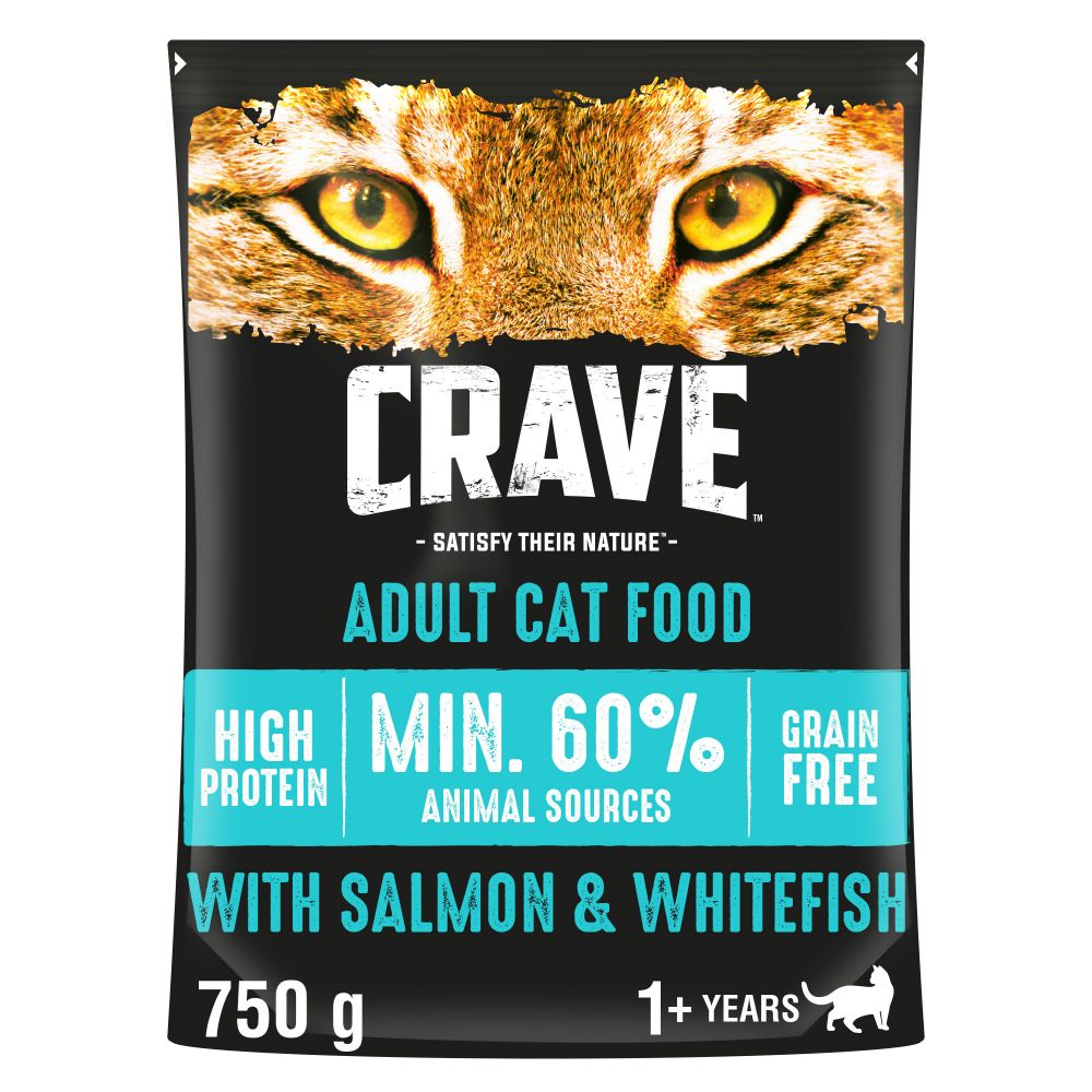 Crave Adult Salmon & Whitefish Dry Cat Food - 750g