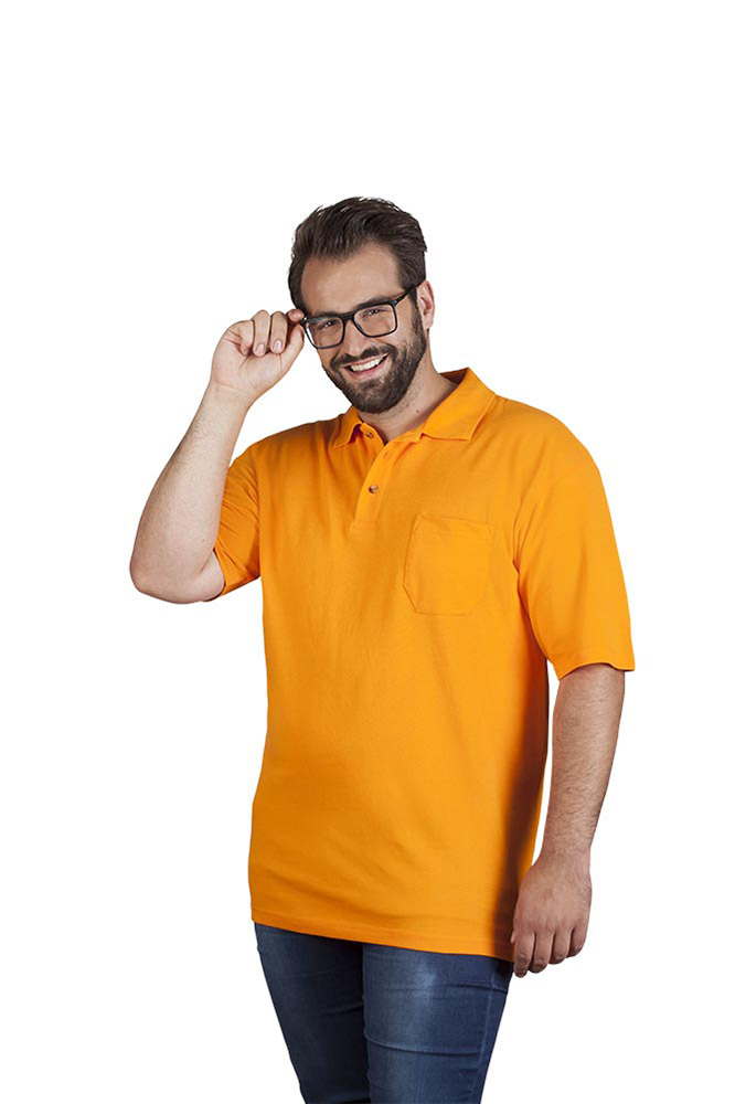 Heavy Poloshirt mit Brusttasche Plus Size Herren, Orange, 4XL
