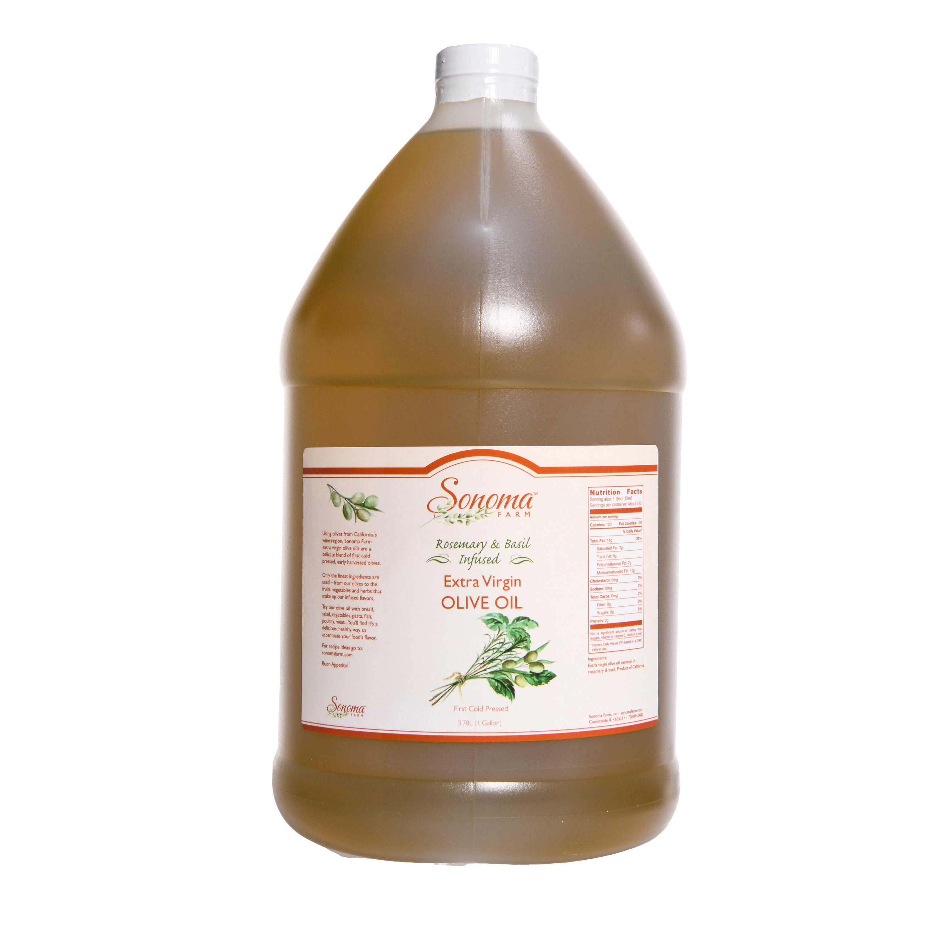 Rosemary/Basil Infused Extra Virgin Olive Oil Bulk 1 Gallon 3.8 Liter