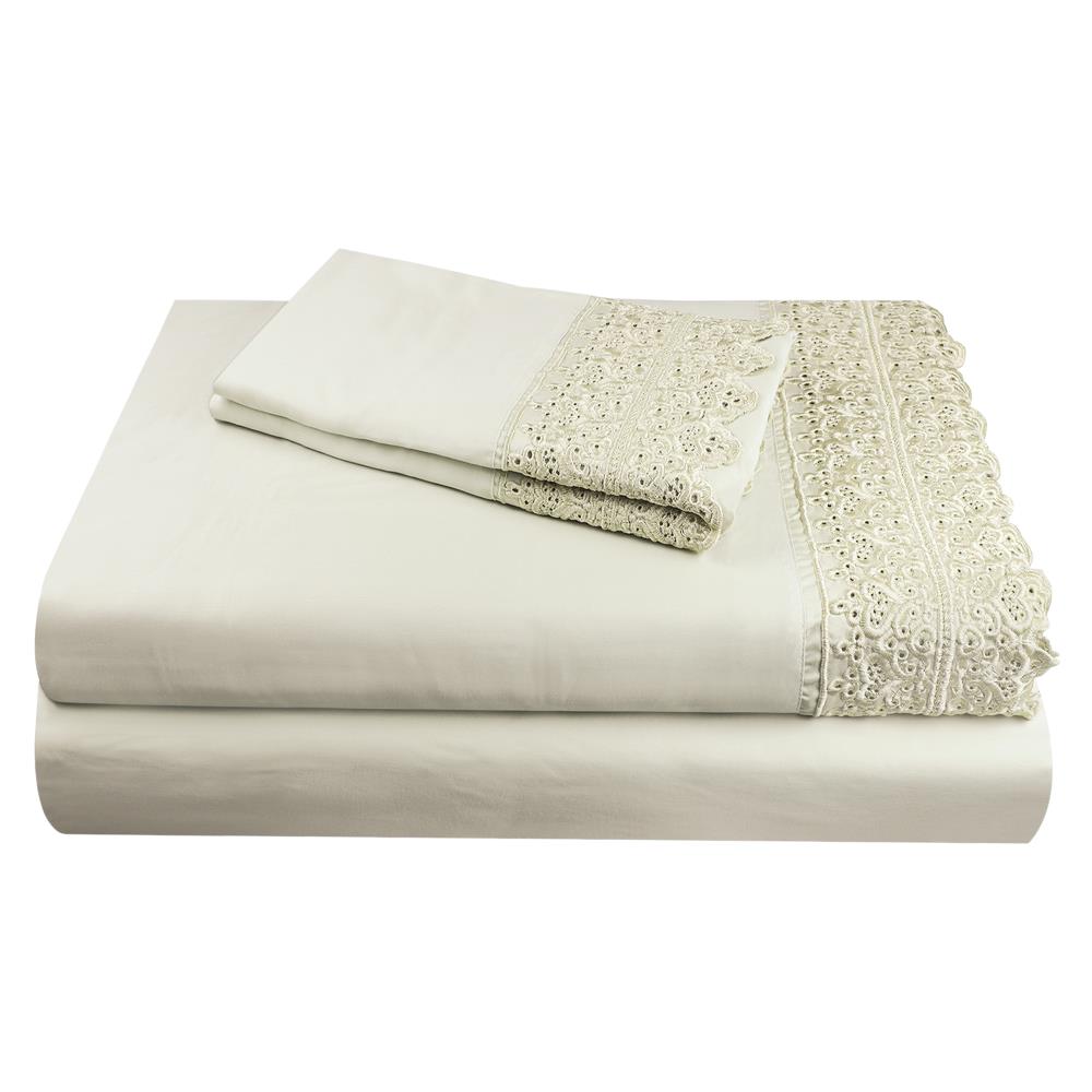 Grace Home Fashions RENAURAA Smart Queen Cotton Blend Bed Sheet in Gray | 1400CVC_AR-LC QN SL