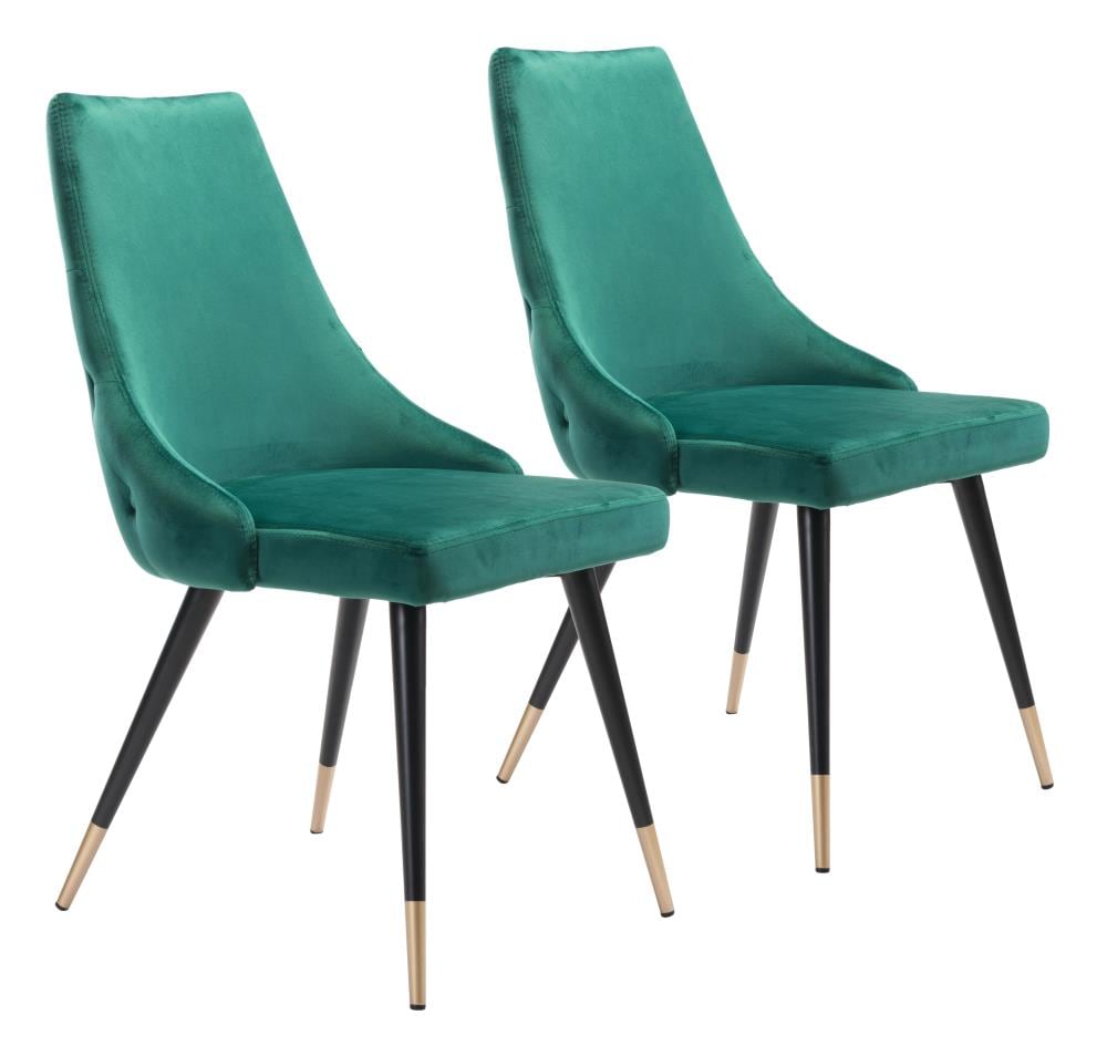 Zuo Modern Set of 2 Piccolo Contemporary/Modern Polyester/Polyester Blend Upholstered Dining Side Chair (Metal Frame) in Green | 101090