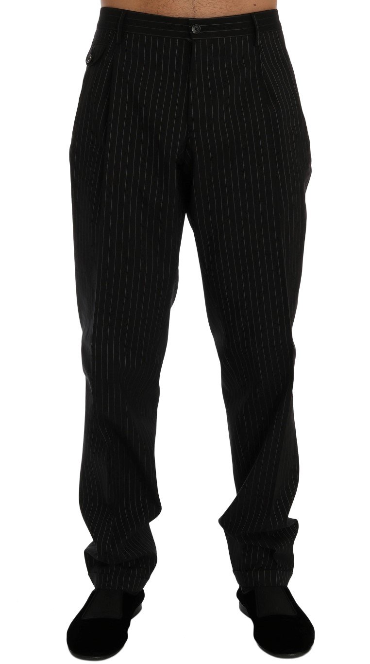 Dolce & Gabbana Men's Striped Cotton Dress Formal Trouser Black PAN60343 - IT52 | XL