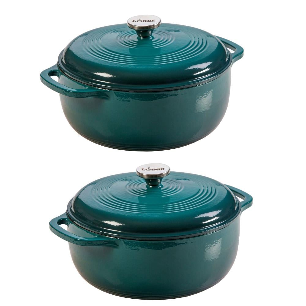 Lodge Lodge EC6D38 6 Quart Enameled Cast Iron Covered Round Dutch Oven w/Lid (2 Pack) in Blue | 114753