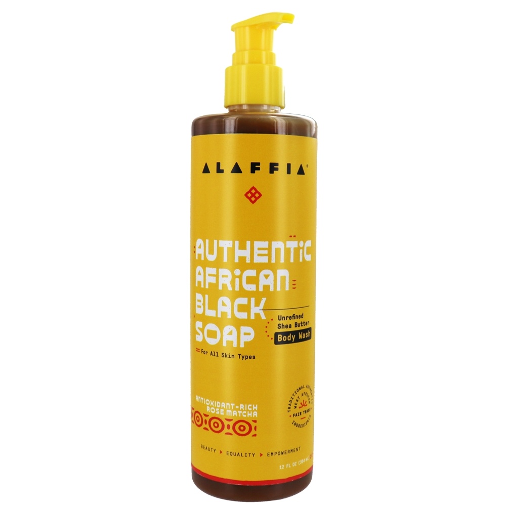 Alaffia - Authentic African Black Soap Body Wash Antioxidant-Rich Rose Matcha - 12 fl. oz.