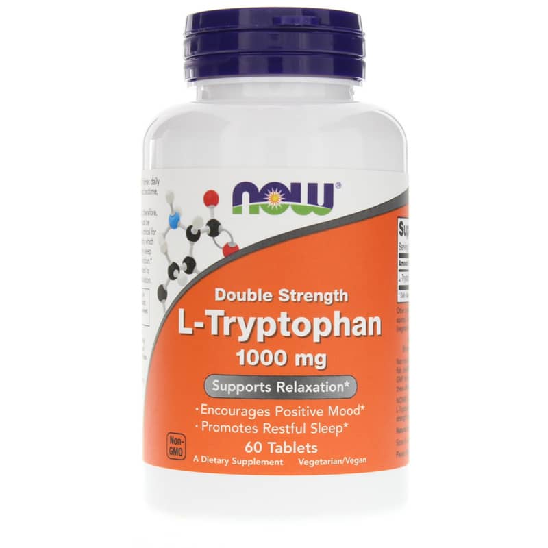 NOW Foods L-Tryptophan 1000 Mg Double Strength 60 Tablets