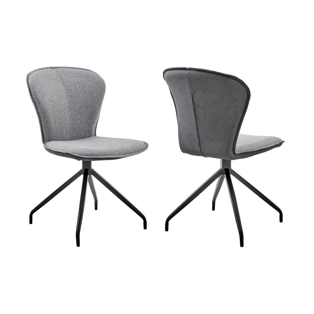Armen Living Set of 2 Petrie Contemporary/Modern Polyester/Polyester Blend Upholstered Dining Side Chair (Metal Frame) in Black | LCPESIGR