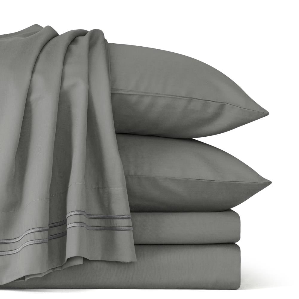 Subrtex Super Soft 300 Thread Count Cotton Tercel Blend Sheet Set, King, Light Grey in Gray | SBTQS4K-LG