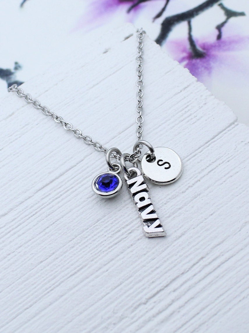 Us Navy Charm Necklace, Personalized Jewelry, Gift For Navy, Sailor Accessory, Military Gift, United States