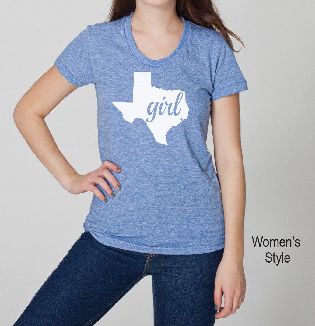Texas Girl Tri Blend Track T-Shirt - Unisex & Womens(Juniors Tee Shirts Size S M L Xl