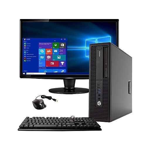 HP EliteDesk 800 G2 Refurbished Desktop Computer with 22" Monitor, Intel i5 3.4GHz, 8GB RAM, 500GB HDD