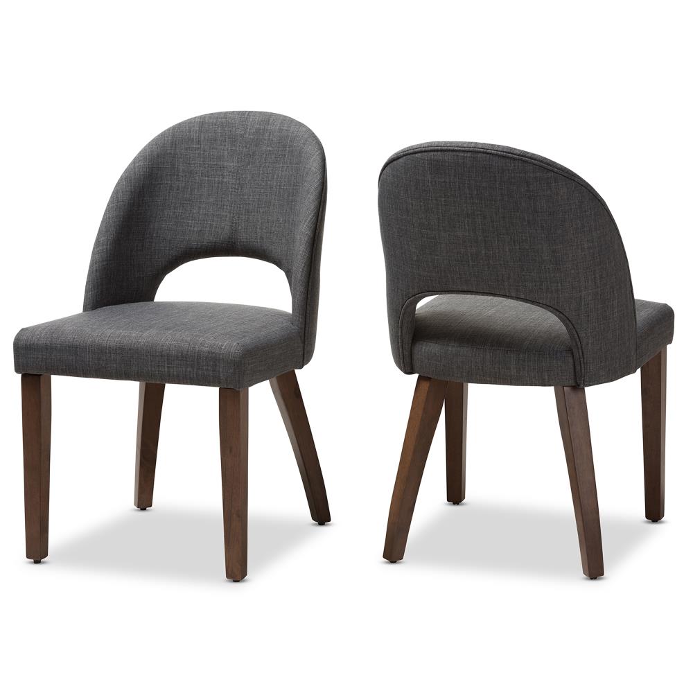 Baxton Studio Set of 2 Wesley Contemporary/Modern Polyester/Polyester Blend Upholstered Dining Side Chair (Composite Frame) in Gray | 144-2PC-7944-LW
