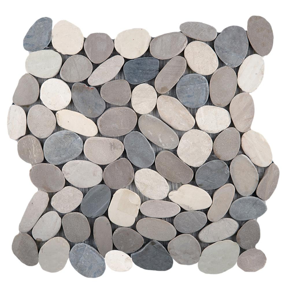 Emser Flat Venetian Pebble 11-Pack Medici Blend Natural Stone Border Tile (12-in x 12-in) | M18VENEME1212MF