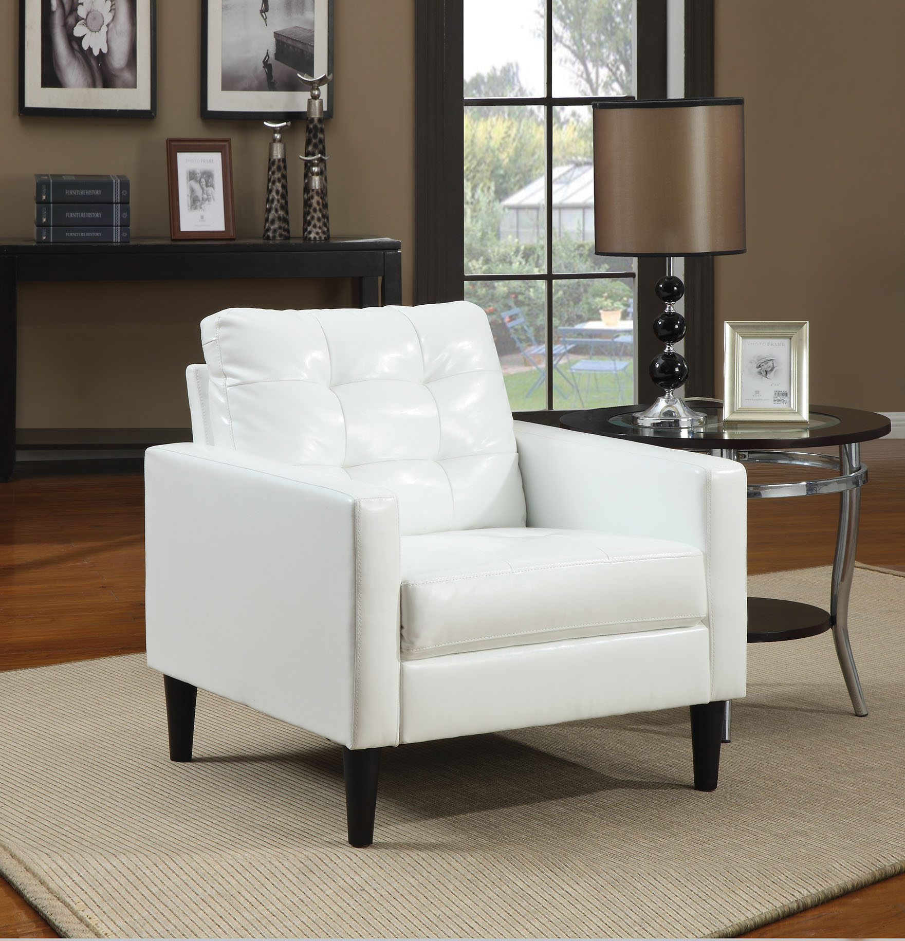 HomeRoots Amelia Modern White Pu Blend Accent Chair | 285687