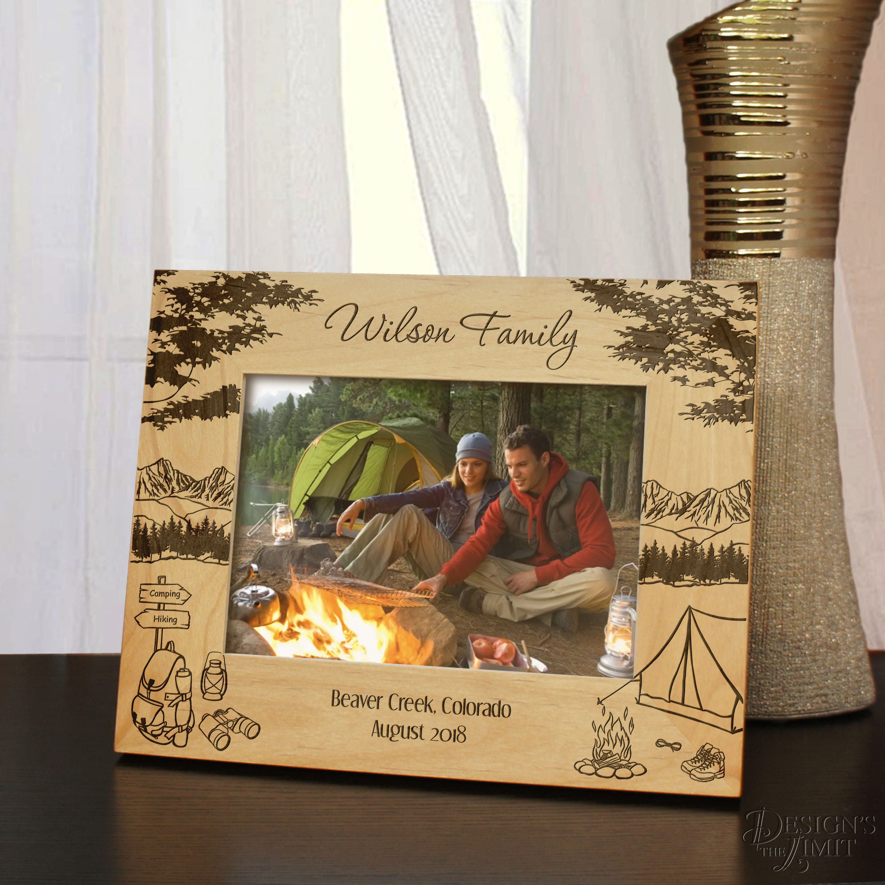 Campfire Inspired Personalized Picture Frame Engraved With Text & Font From Our Selection | Select Size & Orientation