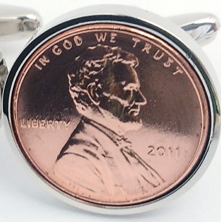 2011 Us Copper Penny Coin Cufflinks - Anniversary Gift For Men 9Th Wedding For Husband Handmade Cuff Links
