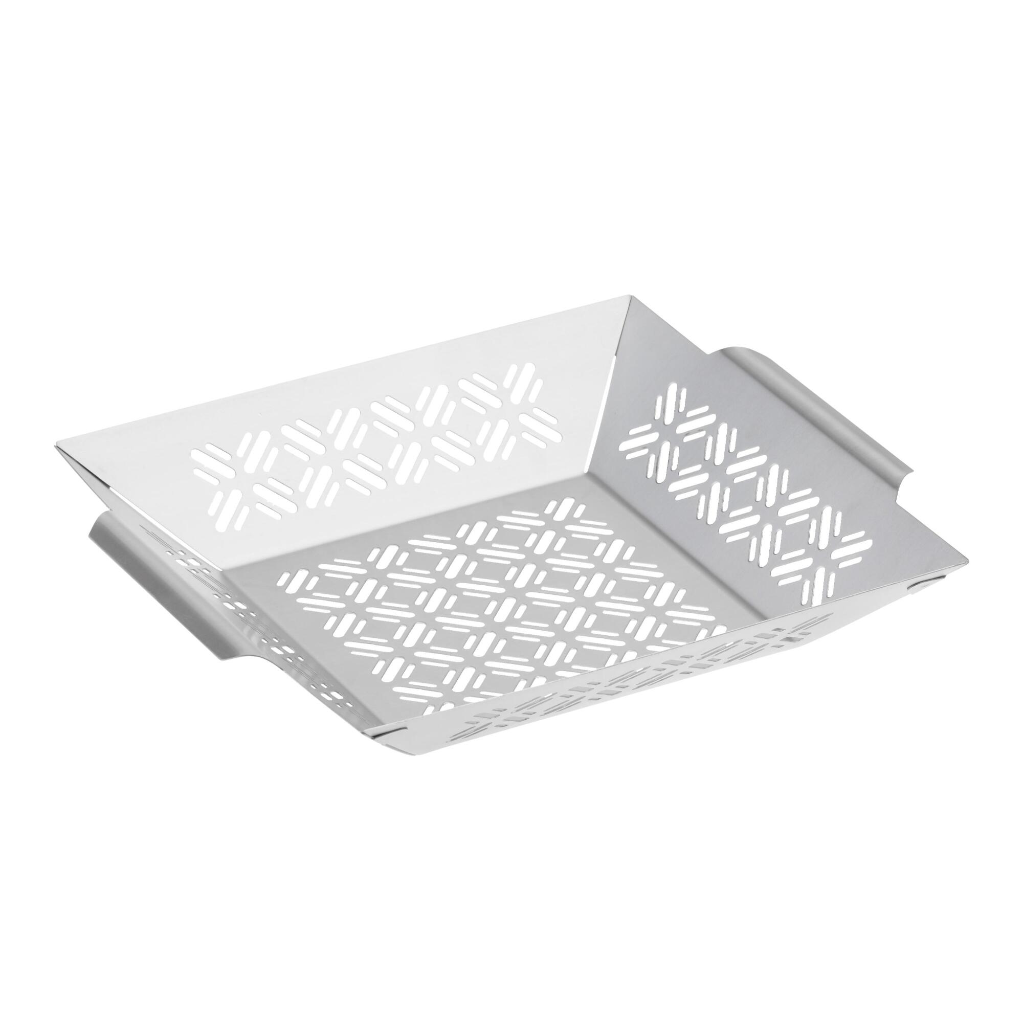 Square Stainless Steel Grilling Basket: Silver by World Market