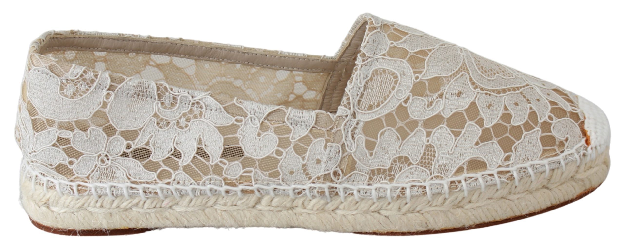 Dolce & Gabbana Women's Lace Cotton Shoes Beige LA6527-35 - EU35/US4.5